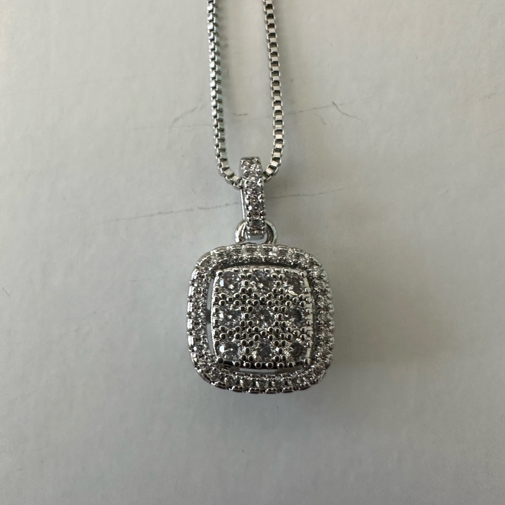 Crystal Rhinestone Silver Pendant Necklace